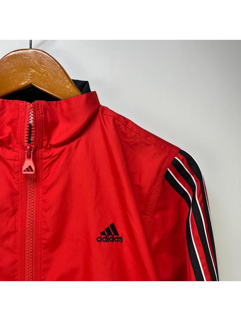 Vintage Y2K Adidas Red Windbreaker Jacket Women's M - Picture 4 of 10